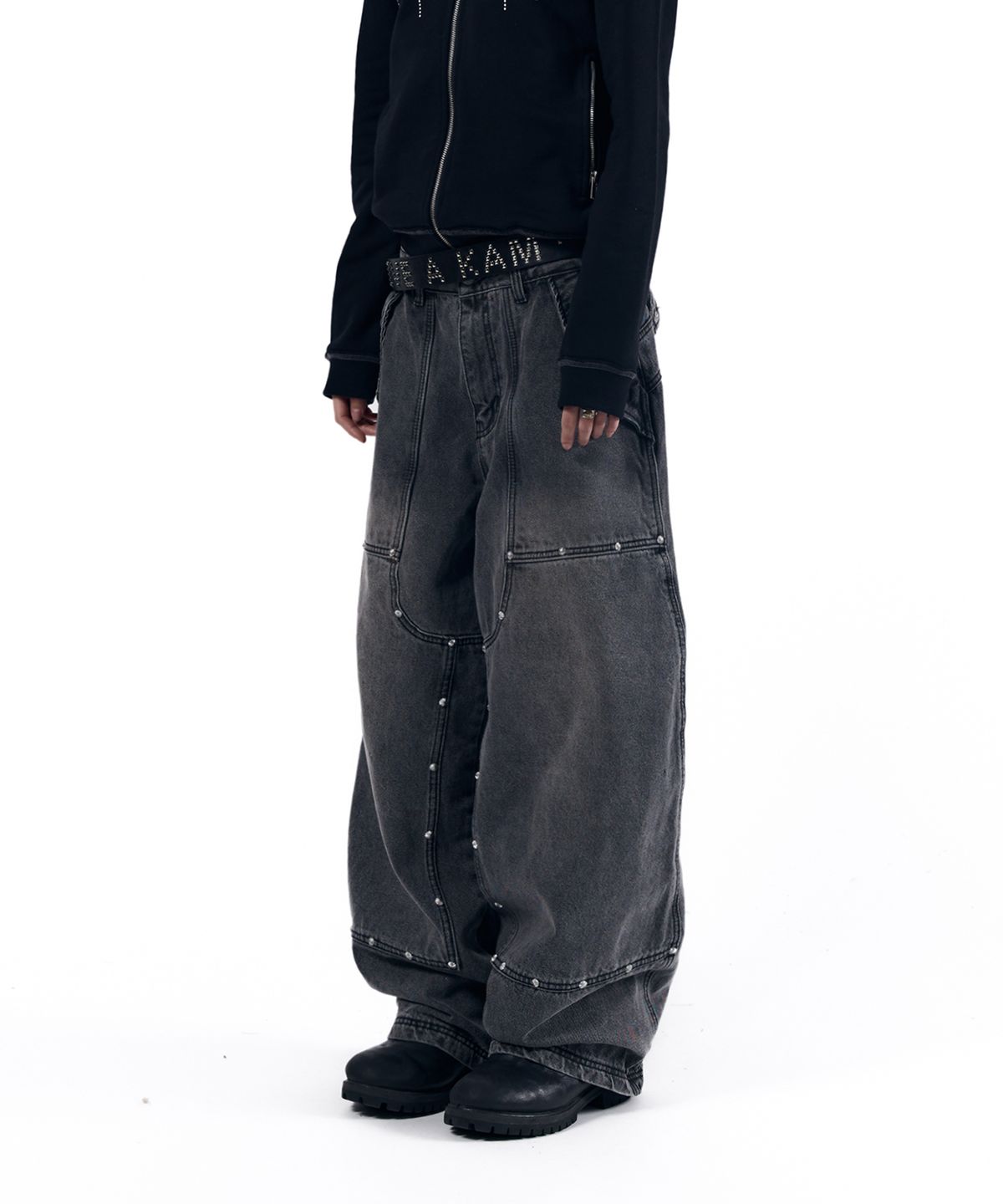 아캄(AAKAM) Steve Double Knee Denim Pants (Gray)