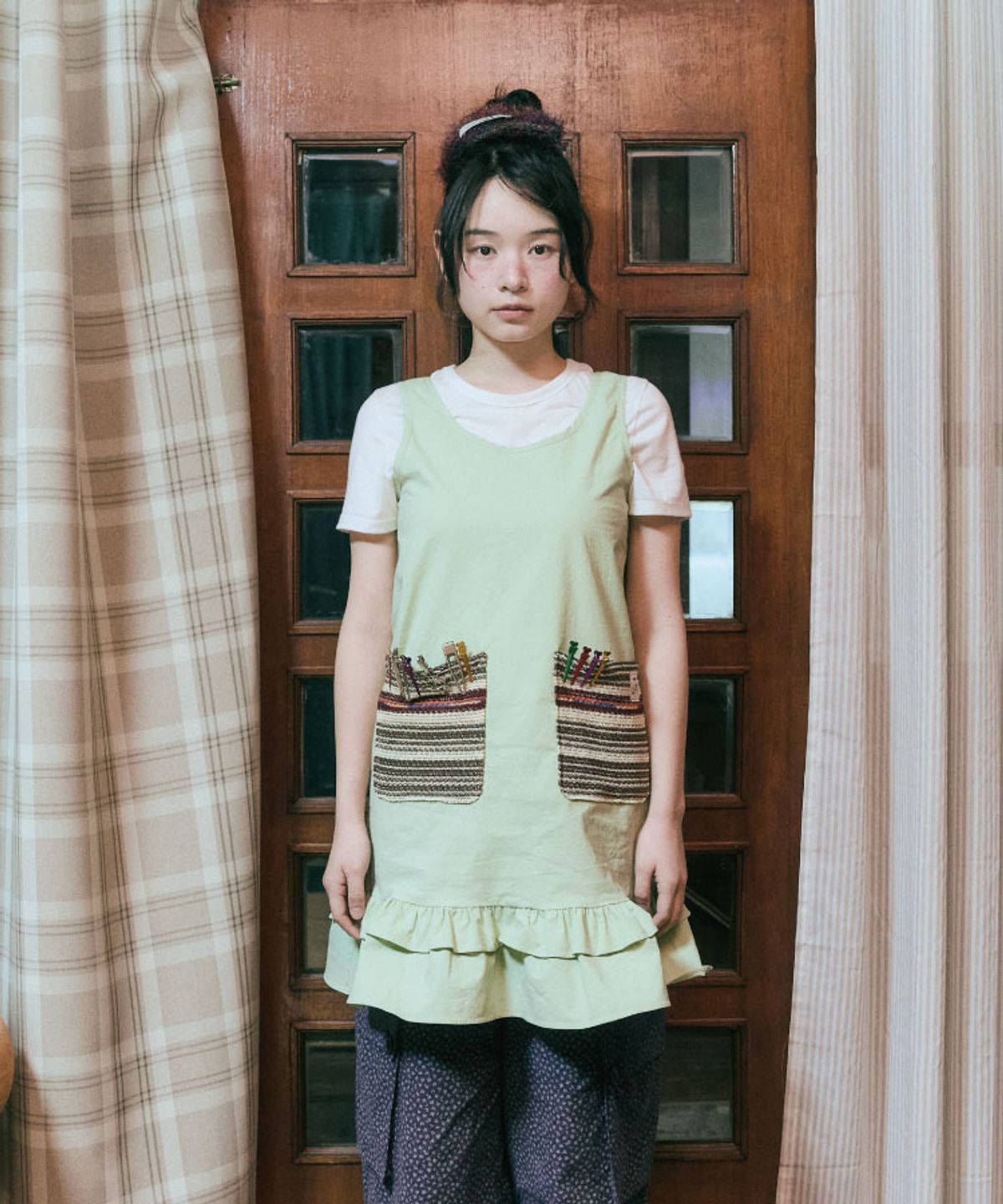 구월십일(GUWOLSIBIL) LAYERED LONG DRESS LIGHT GREEN