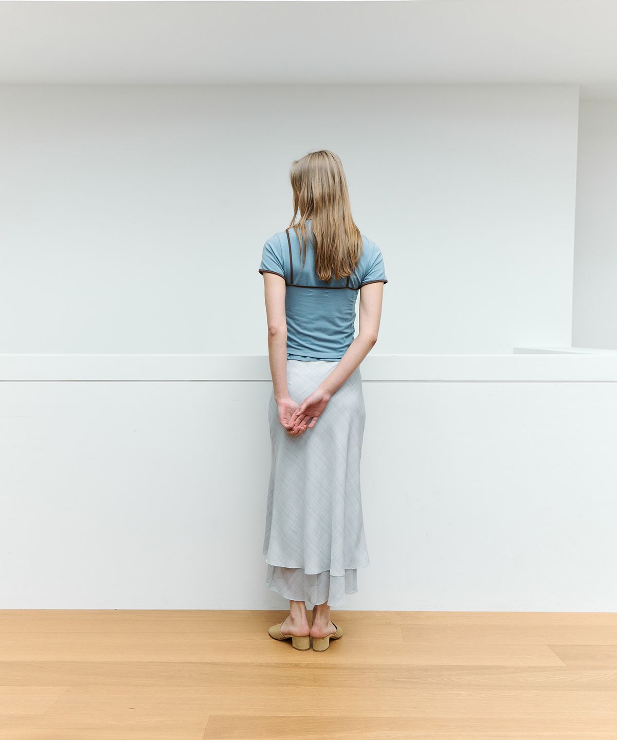 더 릴(THE LILLE) Check Double Skirt_Skyblue