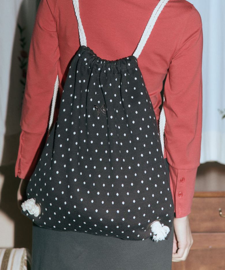 DOT STRING BAG DARK BROWN