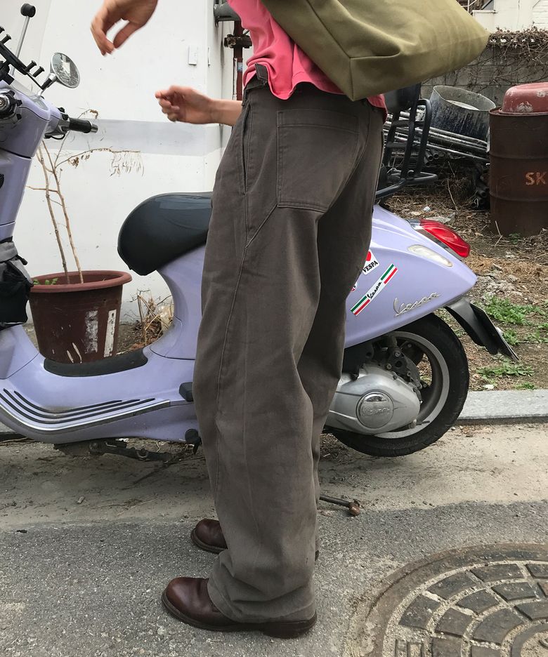 커브드 비조 워싱 팬츠 [차콜]