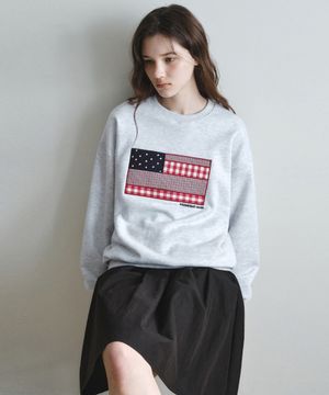 W/플래그 아플리케 스웻셔츠_LIGHT MELANGE(W26TP09)