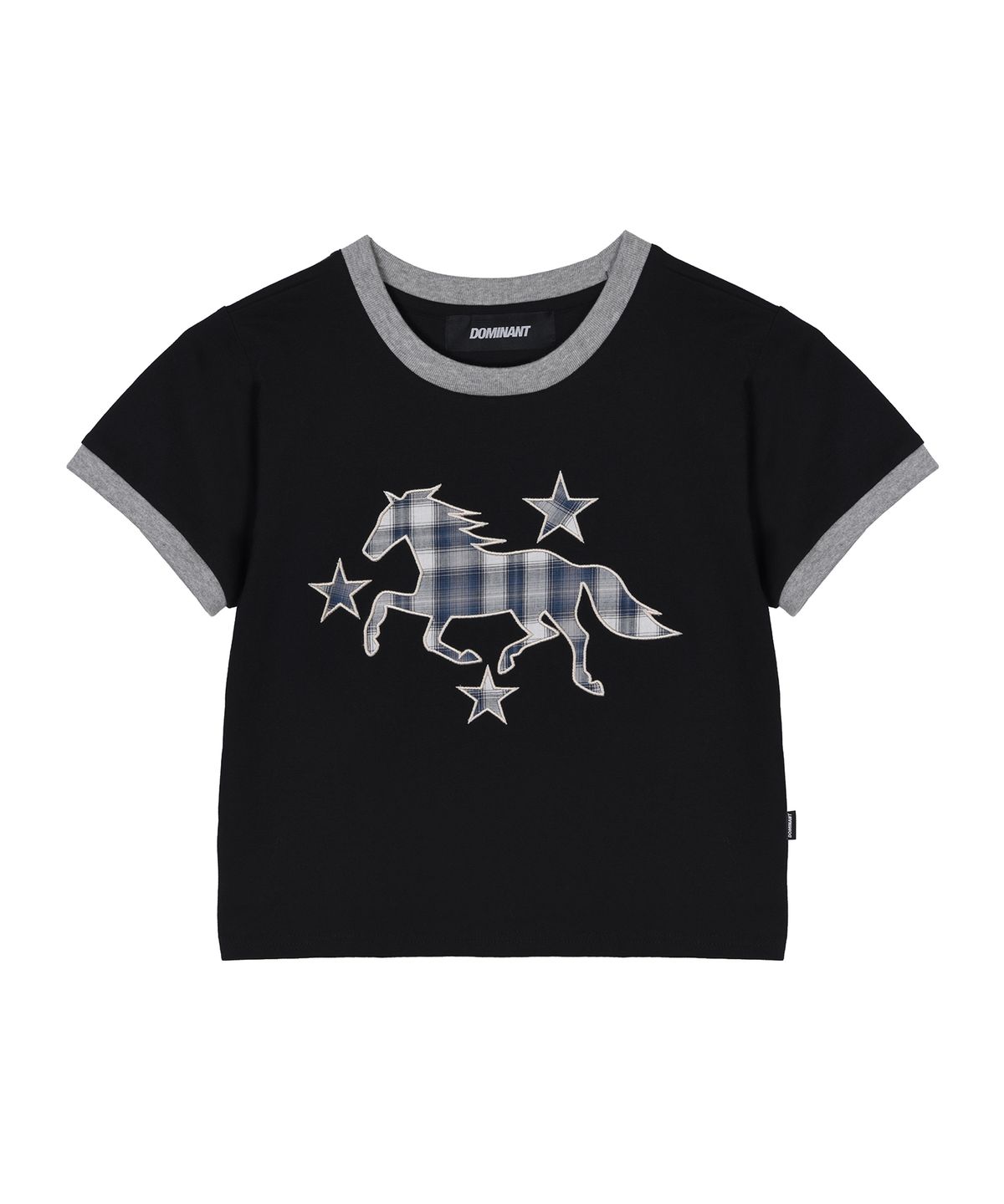 도미넌트(DOMINANT) 3 Star Horse Patch Crop T-Shirt_Black
