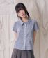 STAR PATCH ROLL UP CHECK SHORT SLEEVE SHIRT BLUE