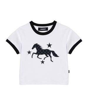 3 Star Horse Patch Crop T-Shirt_White