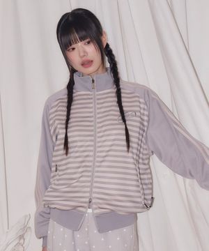 STRIPE RAGLAN JERSEY TRACK JACKET GRAYISH BEIGE