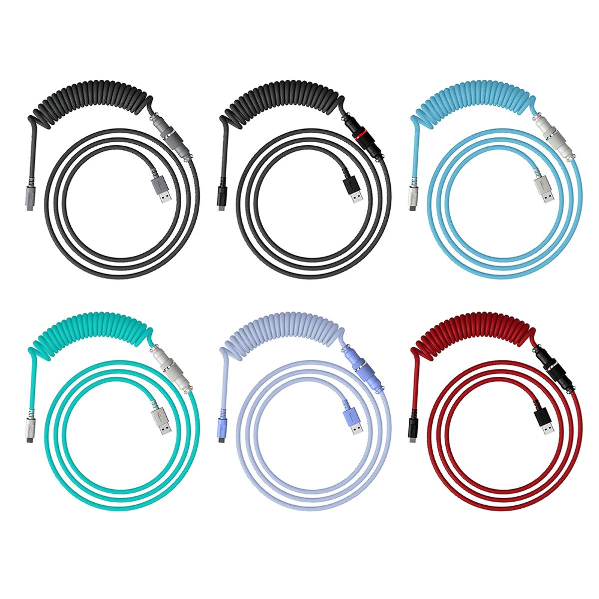 하이퍼엑스(HYPERX) USB-C 코일 케이블 (라이트블루/화이트)