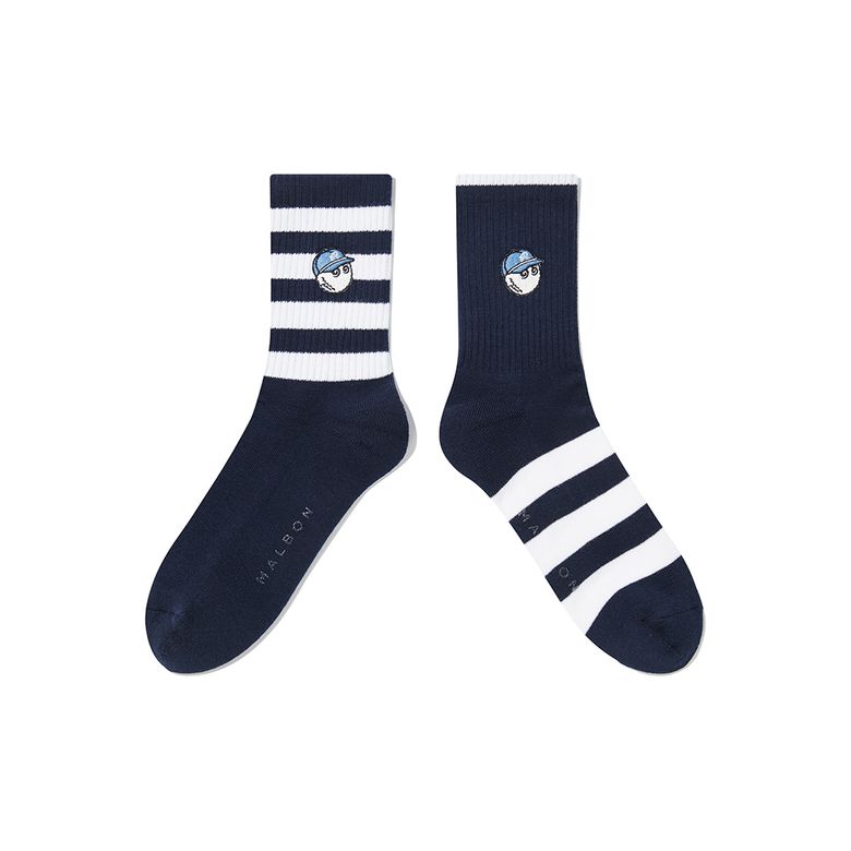 언발란스 스트라이프 와펜 크루삭스 NAVY