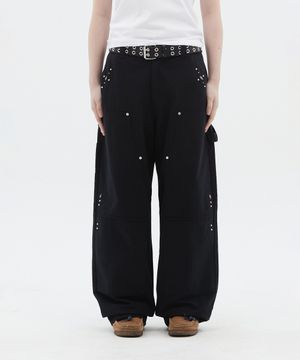 Stud Detail Carpenter Pants_Black
