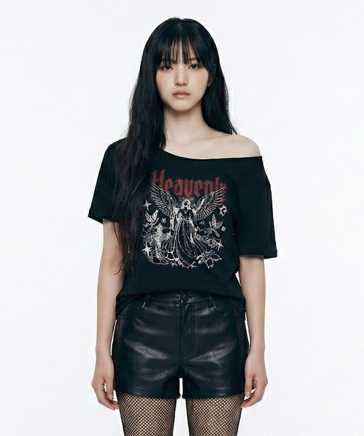 그레이가이즈클럽(GREYGUYSCLUB) 헤븐리 원 숄더 티셔츠 블랙