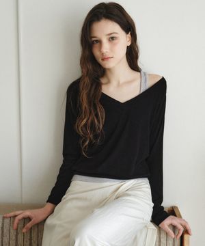뮤즈 레이어드 브이넥 세트_BLACK(W26SET01)