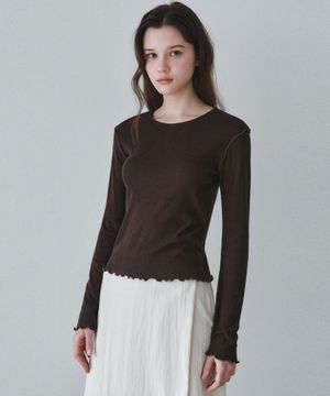 소프트 웨이브 크롭 티셔츠_DARK BROWN(W26TP12)