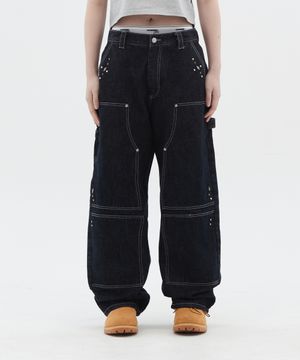 Stud Detail Carpenter Denim Pants_Indigo