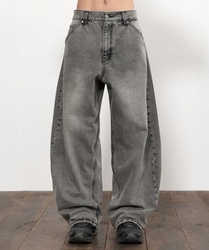 아크 커브드 데님 팬츠 [워시드 그레이]
