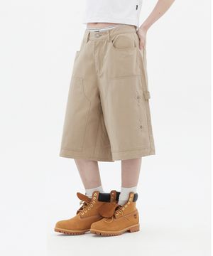 Stud Carpenter bermuda pants_Beige