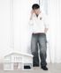 [추영우 착용] 링사 세미와이드 워크 데님 팬츠 그레이
