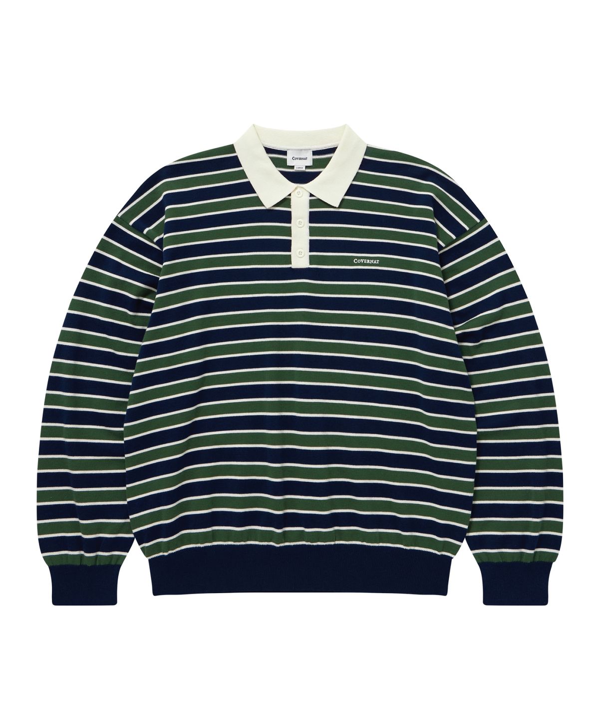 커버낫(COVERNAT) 스트라이프 카라 니트 그린