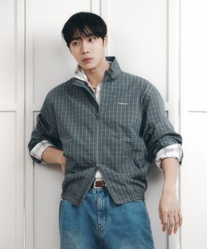 [추영우 착용] 체크 코튼 블루종 카키