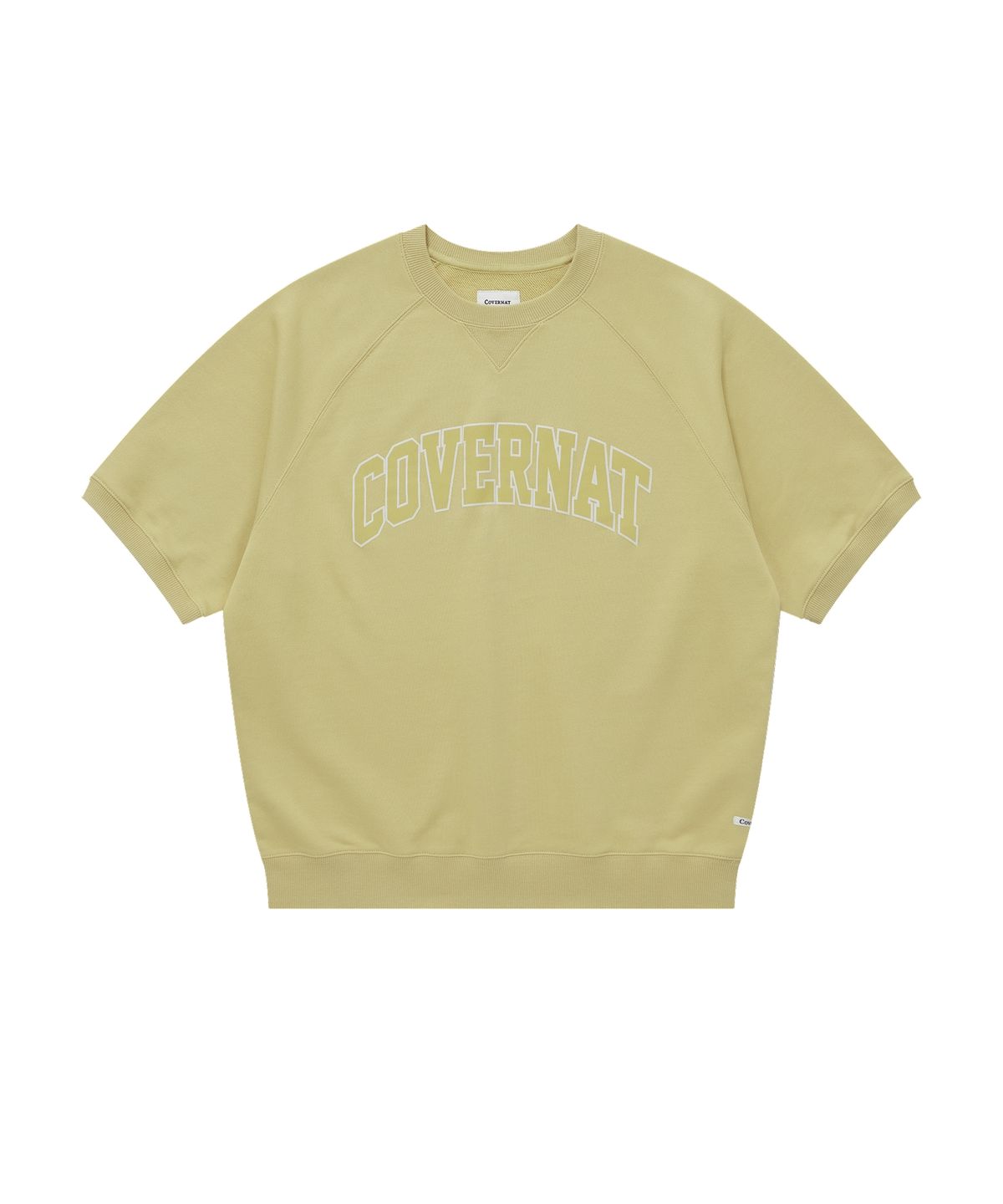 커버낫(COVERNAT) 아치 로고 스웻 하프 티셔츠 옐로우