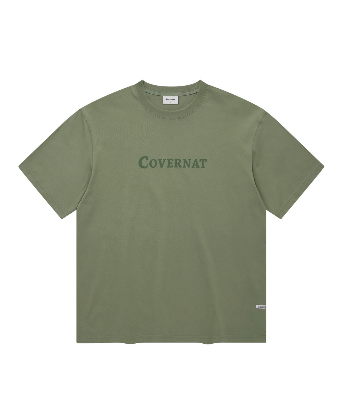 커버낫(COVERNAT) 센터 로고 티셔츠 카키