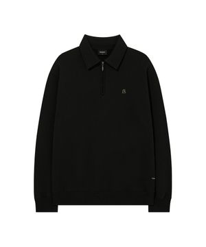 시그니처 심볼 카라 하프집업 맨투맨 블랙