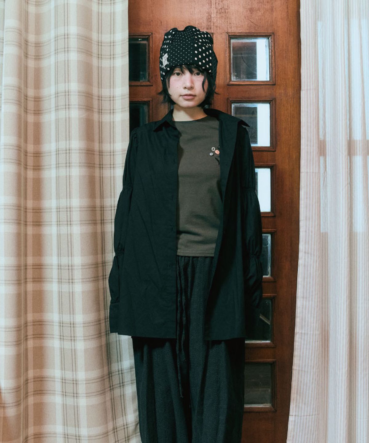 구월십일(GUWOLSIBIL) SMOCKING DRESS SHIRT BLACK