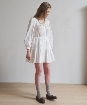 A RUFFLE TIE CANCAN DRESS_IVORY