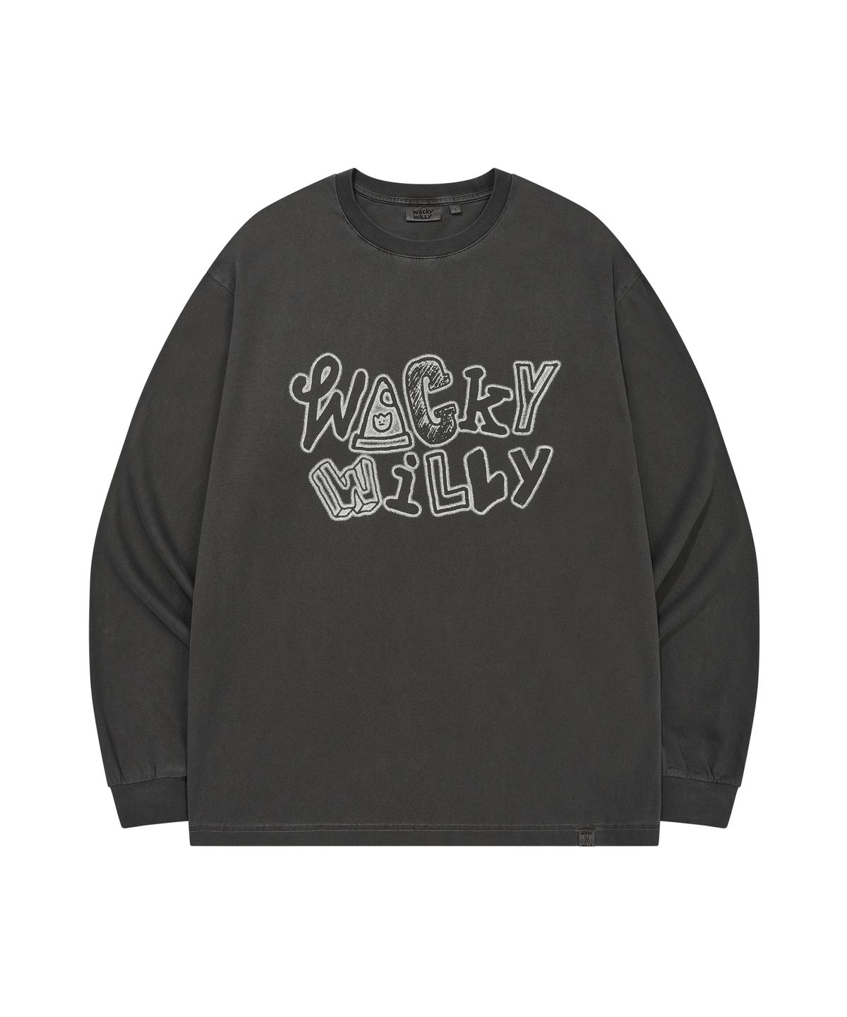 와키윌리(WACKY WILLY) 피그먼트 워싱 롱슬리브 차콜