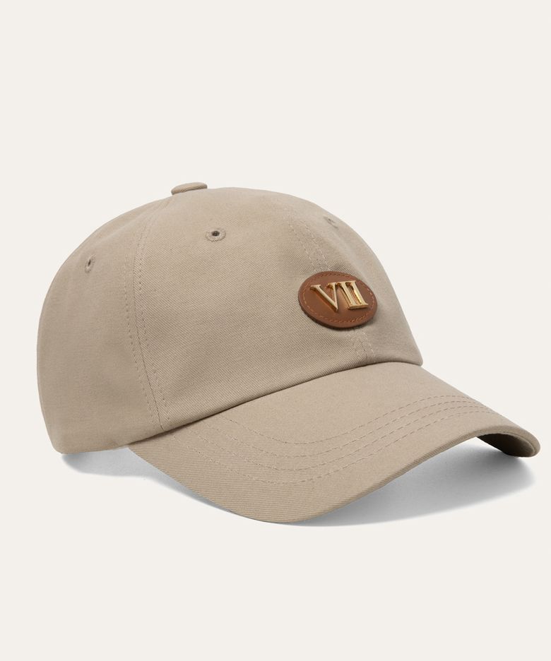 Leather Logo Patch Cap Beige