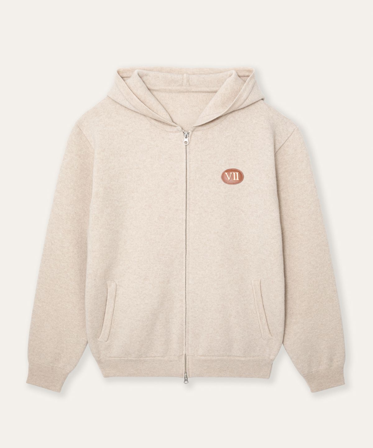 비베르데(VIIVERDE) Cashmere Hoodie Knit Zip Oatmeal