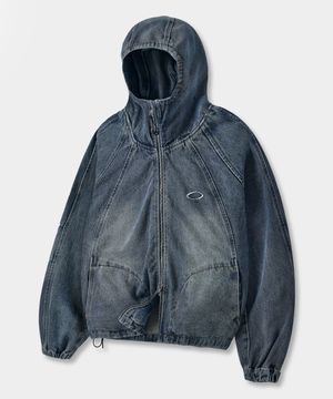 바라클라바 슬래쉬 후드 집업_데님 더스트 인디고