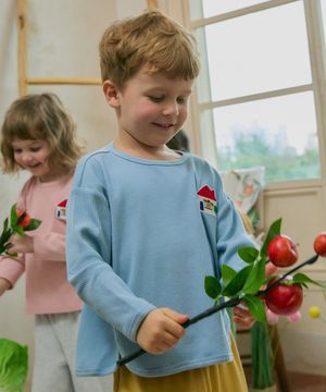 골지 배색 포인트 실내복 라이트블루 RO6ACLO01B1