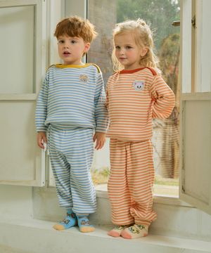 골지 스트라이프 보트넥 실내복 오렌지 RO6ACLO02O2