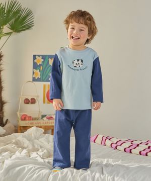 뱀부 배색 포인트 실내복 블루 RO6ACLO03B2