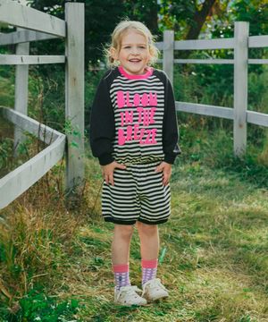 미니쭈리 스트라이프 반바지 셋업 블랙 RO6ACSE08BK