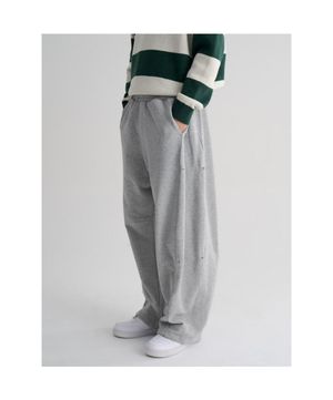 커브드 스냅 져지 밴딩 팬츠  그레이