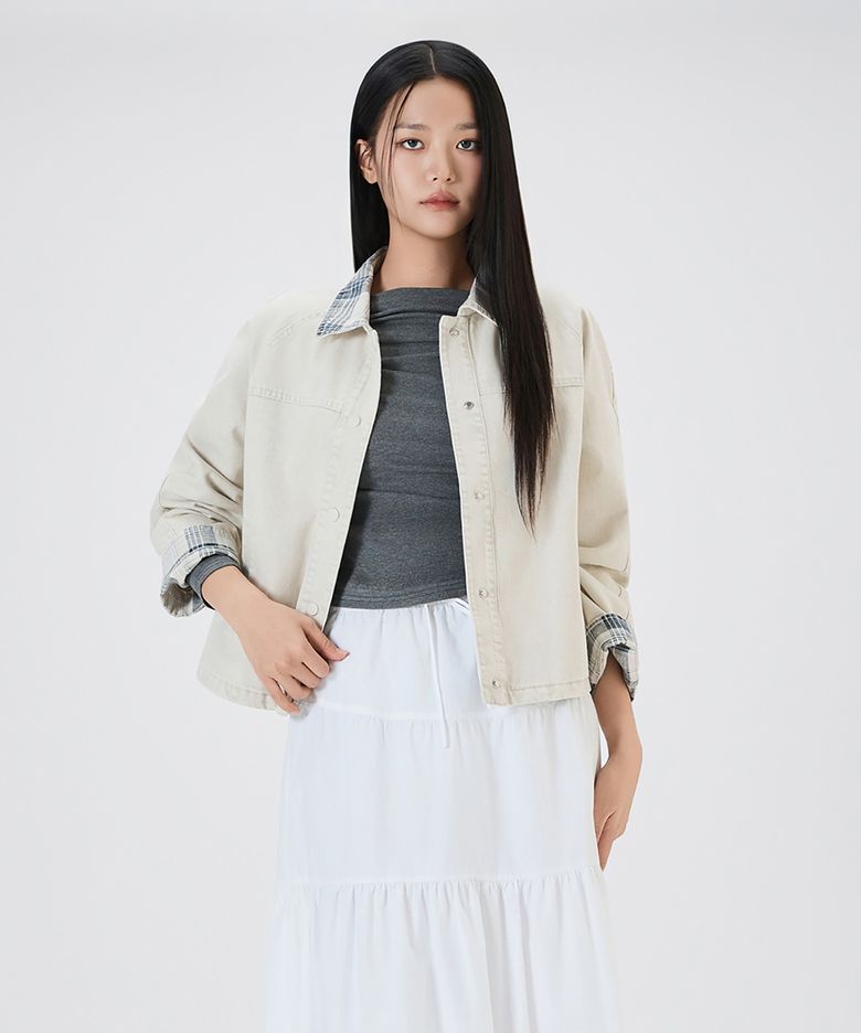 체크 배색 자켓_MIWJKG31SS