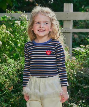 스판 골지 스트라이프 티셔츠 네이비 RO6ACTS08N2