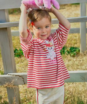 싱글 스트라이프 7부 티셔츠 레드 RO6ACTS11R2