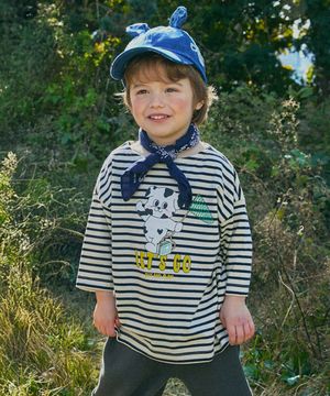 싱글 스트라이프 7부 티셔츠 다크네이비 RO6ACTS11N3