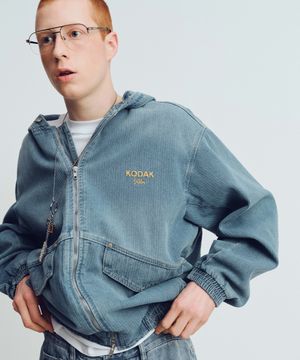 RGB 데님 후드 자켓 S.BLUE