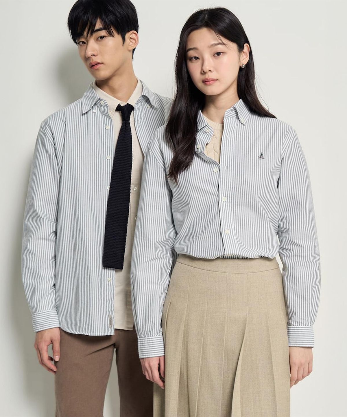 빈폴 멘(BEANPOLE MEN) [Essential] 남녀공용 옥스퍼드 스트라이프 셔츠  그린