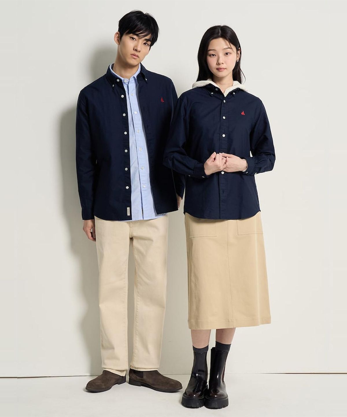 빈폴 멘(BEANPOLE MEN) [Essential] 남녀공용 옥스퍼드 솔리드 셔츠  네이비