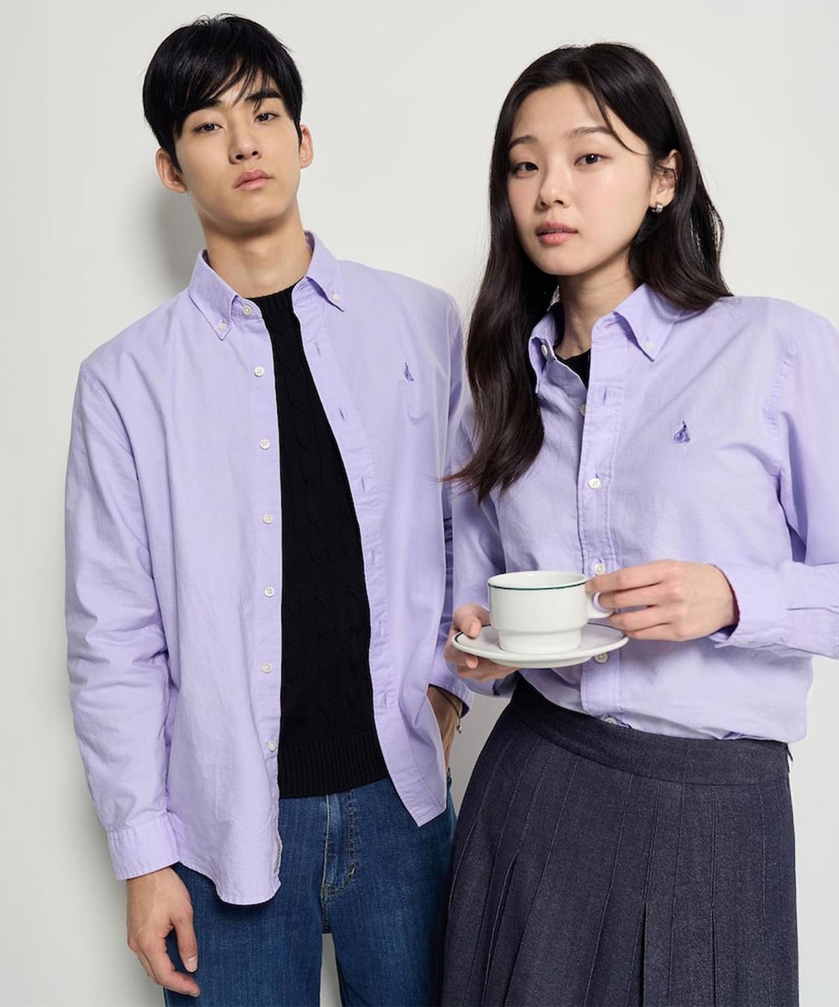 빈폴 멘(BEANPOLE MEN) [Essential] 남녀공용 옥스퍼드 솔리드 셔츠  라이트 퍼플