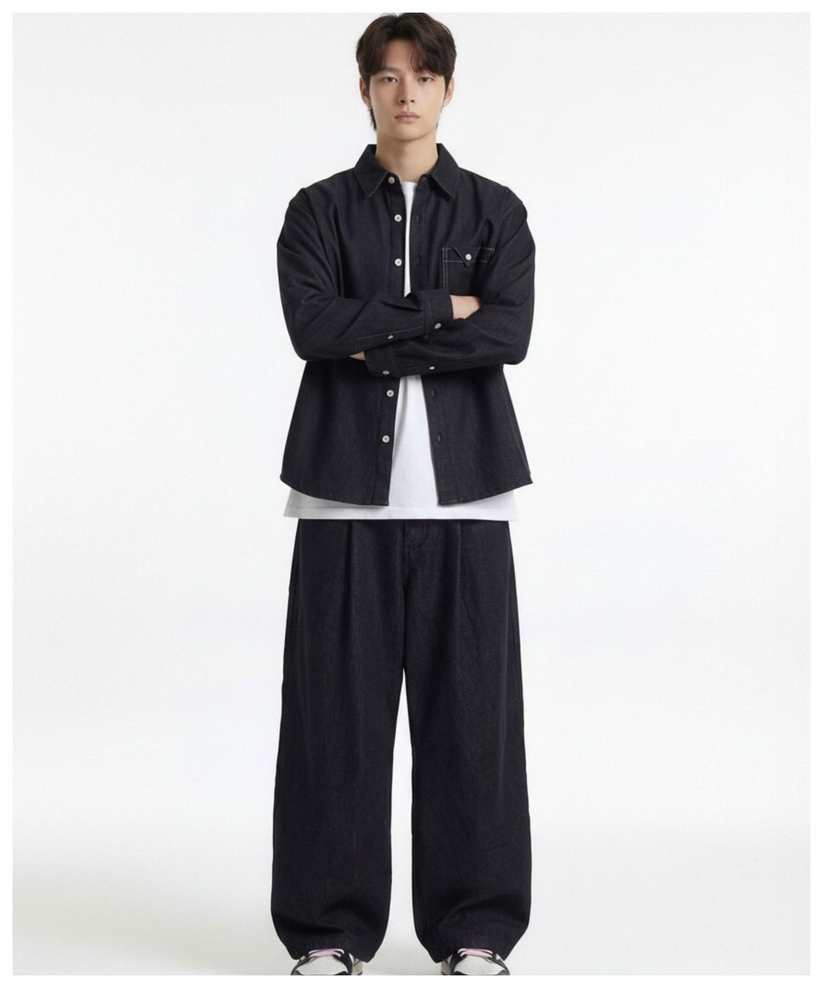 더블제이디(DOUBLE JD) 생지 반 밴딩 WIDE 팬츠