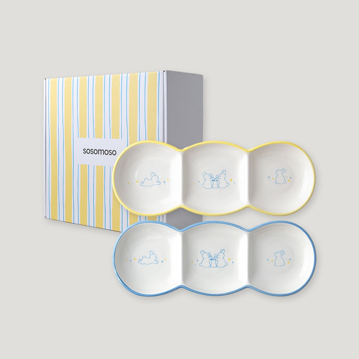 소소모소(SOSOMOSO) 달토끼 세칸나눔접시 2P 선물세트