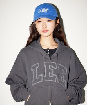 우먼 빈티지 로고 릴랙스드 후드집업 챠콜