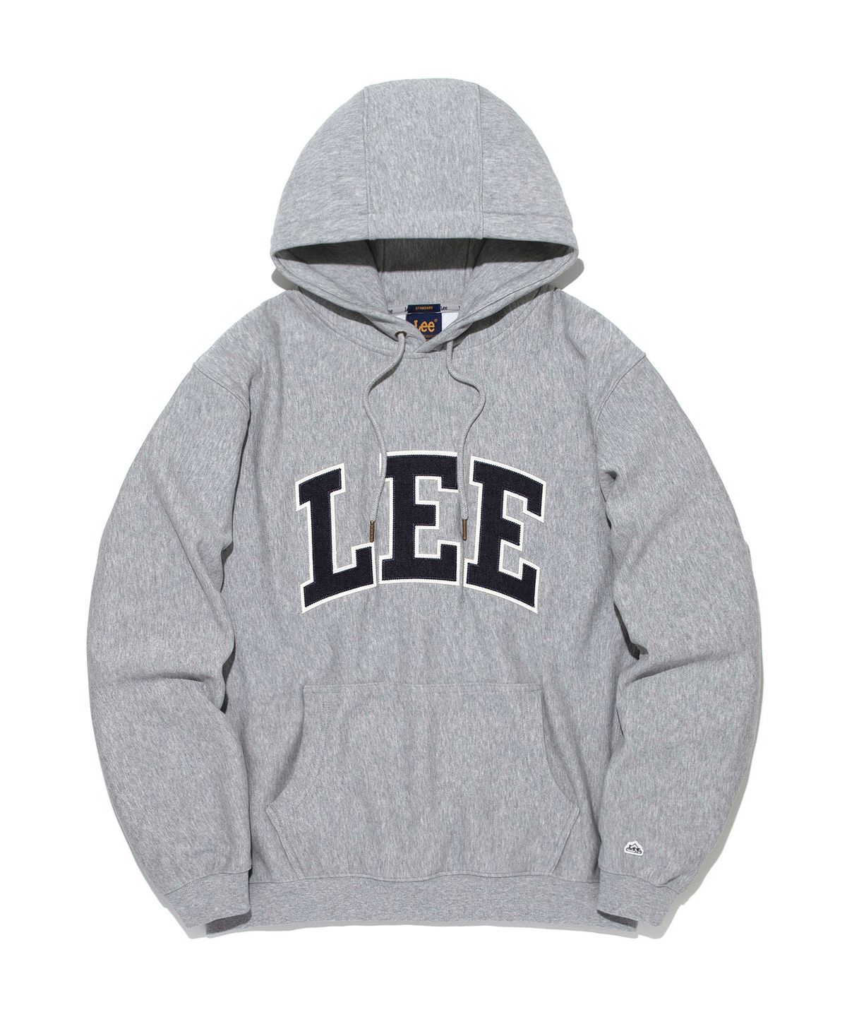 리(LEE) 데님 아플리케 로고 후드 그레이