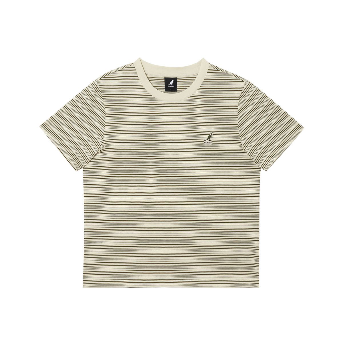 캉골(KANGOL) 우먼스 피네스 스트라이프 티셔츠 2847 카키