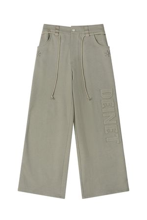 APPLIQUE STUD SWEAT PANTS IN KHAKI BEIGE
